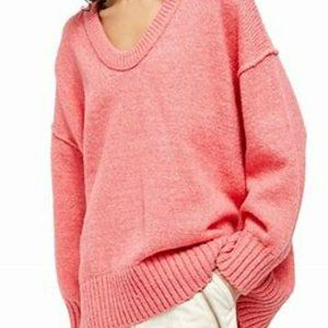 Free People Brookside Tunic Sweater Pink Lightning